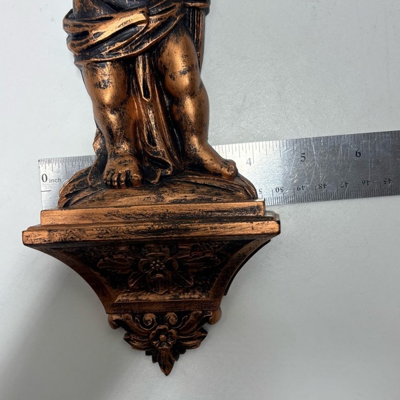 Set of 2 vintage Coppercraft Guild Syroco Cherub wall sconces - Picture 11 of 11